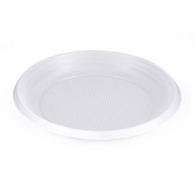 Тарелка одноразовая пластиковая белая диаметр 205 мм 50 штук в упаковке, 56722 - фотография № 1
