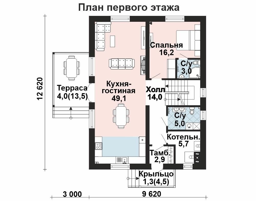 (278м2, 14х12м) Готовый проект трехэтажного дома из газобетона с котельной и террасой - AS-2512 - фотография № 3