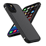 Карбоновый чехол для iPhone 13 mini iPAKY MG Series Carbon Fiber прозрачная панель (Black) - изображение