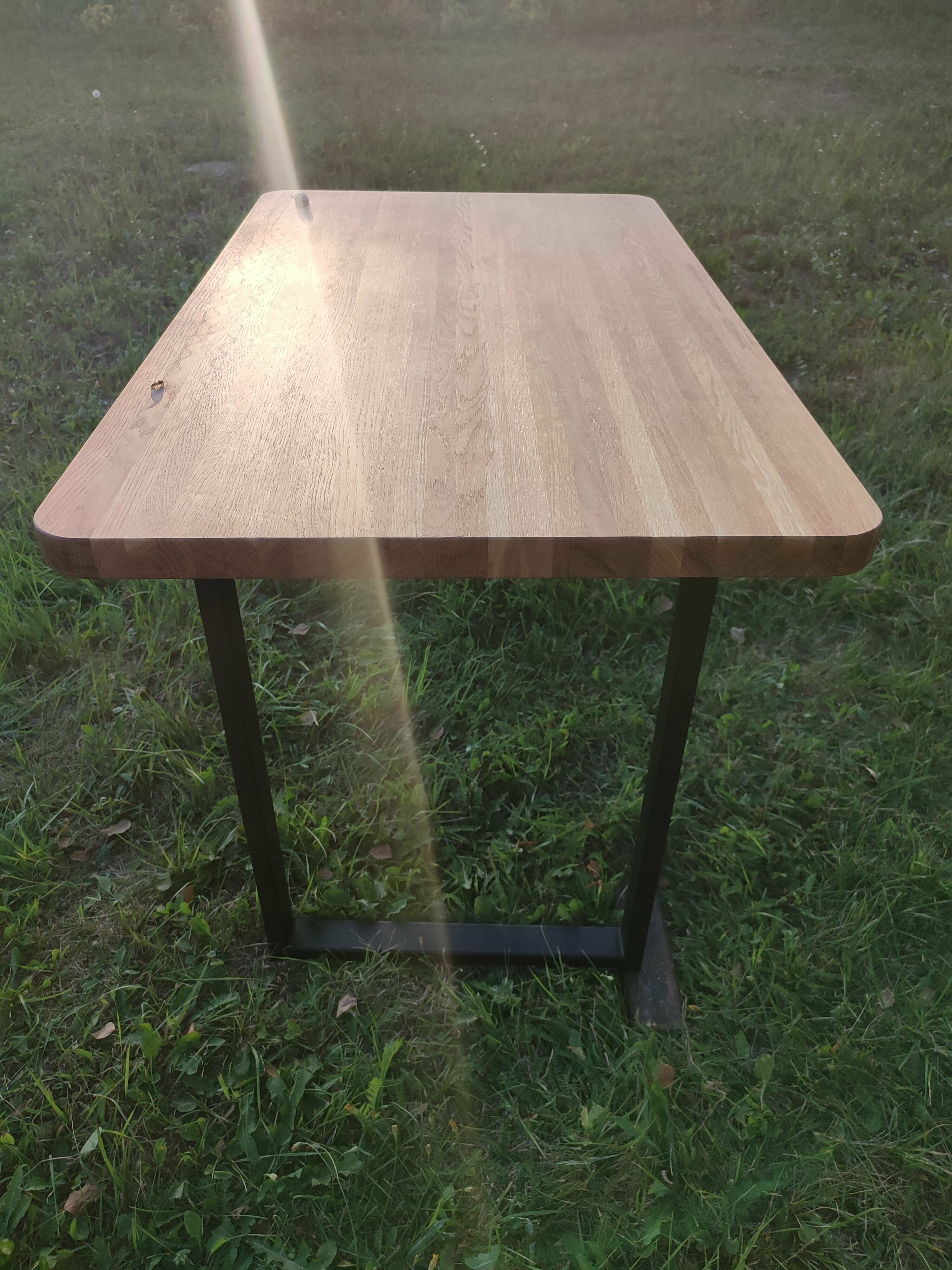 Обеденный стол лофт/ Salomon table/массив дуба/натуральное дерево/цельноламельный дуб/ регулируемое металлическое подстолье. - фотография № 8