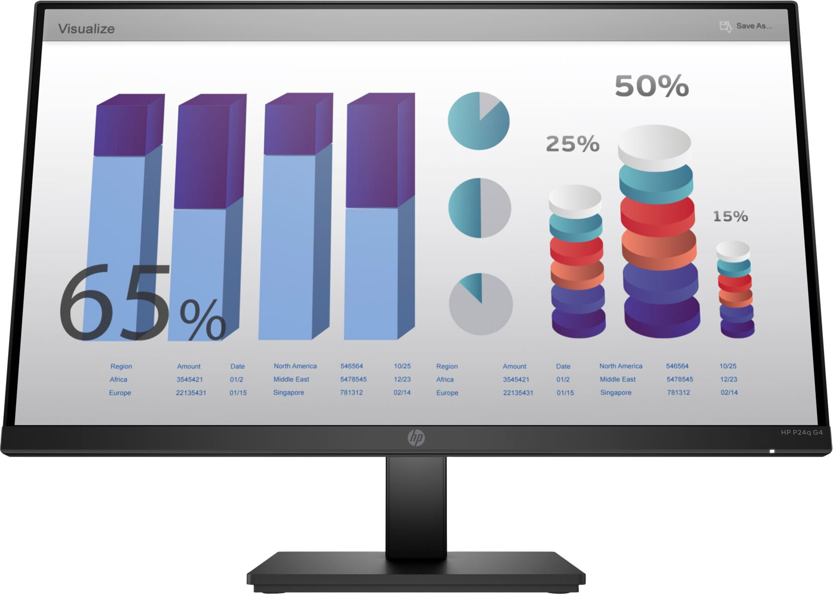 Монитор HP 23.8" P24q G4 черный IPS 5ms 16:9 HDMI HAS Pivot 250cd 178гр/178гр 2560x1440 D-Sub Ultra HD 2K (1440p)