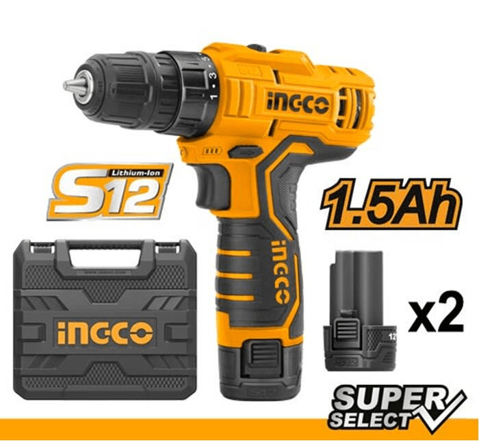 INGCO_PowerTools Аккумуляторная дрель-шуруповерт Li-Ion 12В Ingco CDLI12325