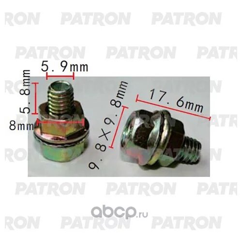 фото Болт металлический Применяемость: Болт с гайкой универсальный M6, P372180 (упаковка 10 шт.), Patron P37-2180