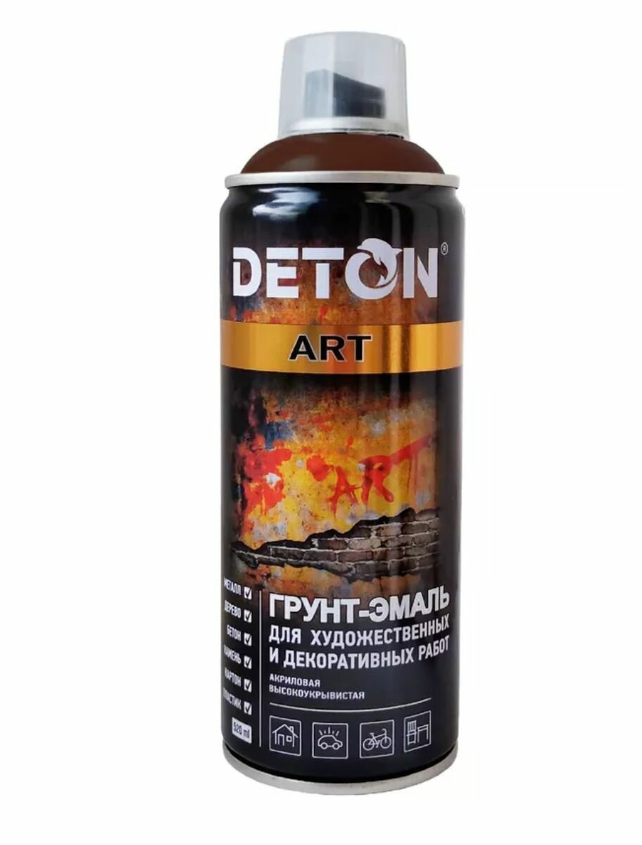 фото DETON ART - Грунт-эмаль - Темный шоколад - Аэрозоль 520 мл