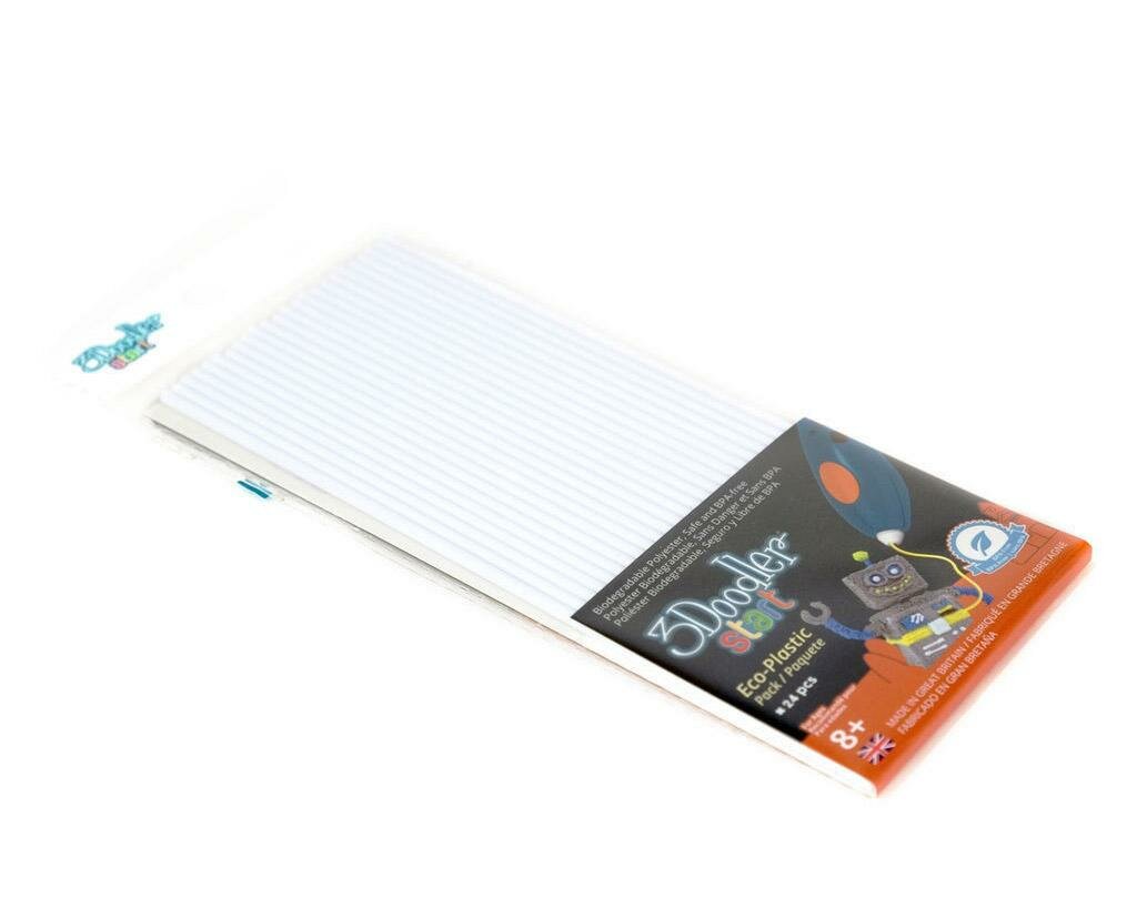 Пластик для 3D ручки 3Doodler эко-пластик, белый, 24 стержня (3DS-ECO01-WHITE-24)