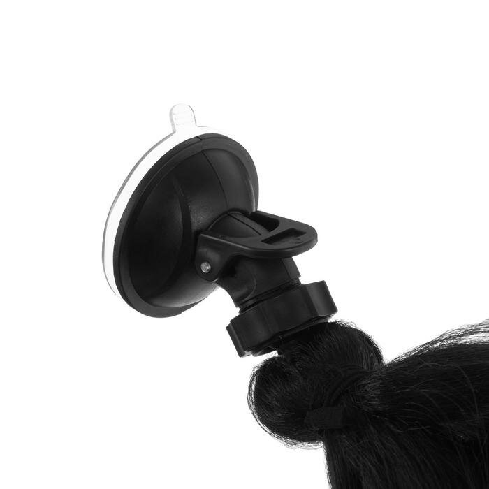 Коса на мотошлем, крепление присоской, 60 см, черно-белый - фотография № 3