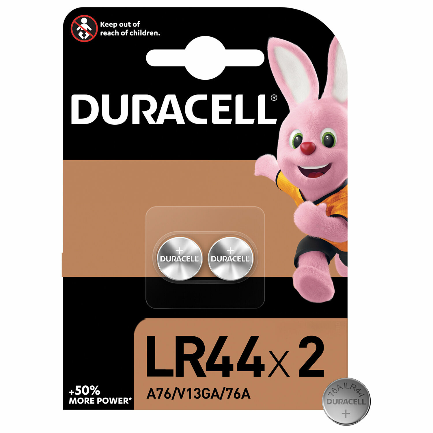 Батарейки DURACELL, LR44 (V13GA, 76A), алкалиновые, комплект 2 шт., блистер, 81488664