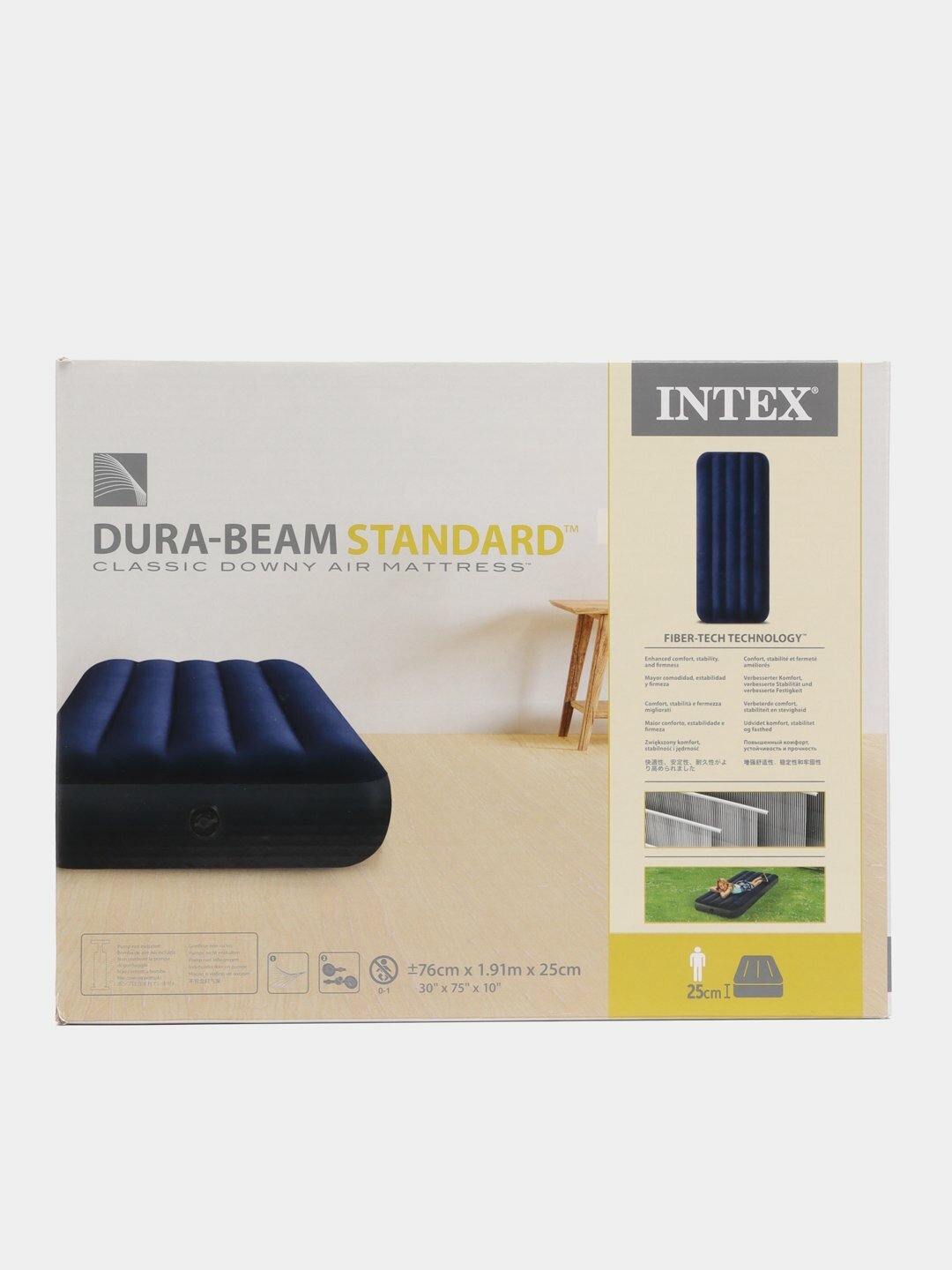 Надувной матрас кровать велюровый INTEX, интекс, с ремонтной заплаткой