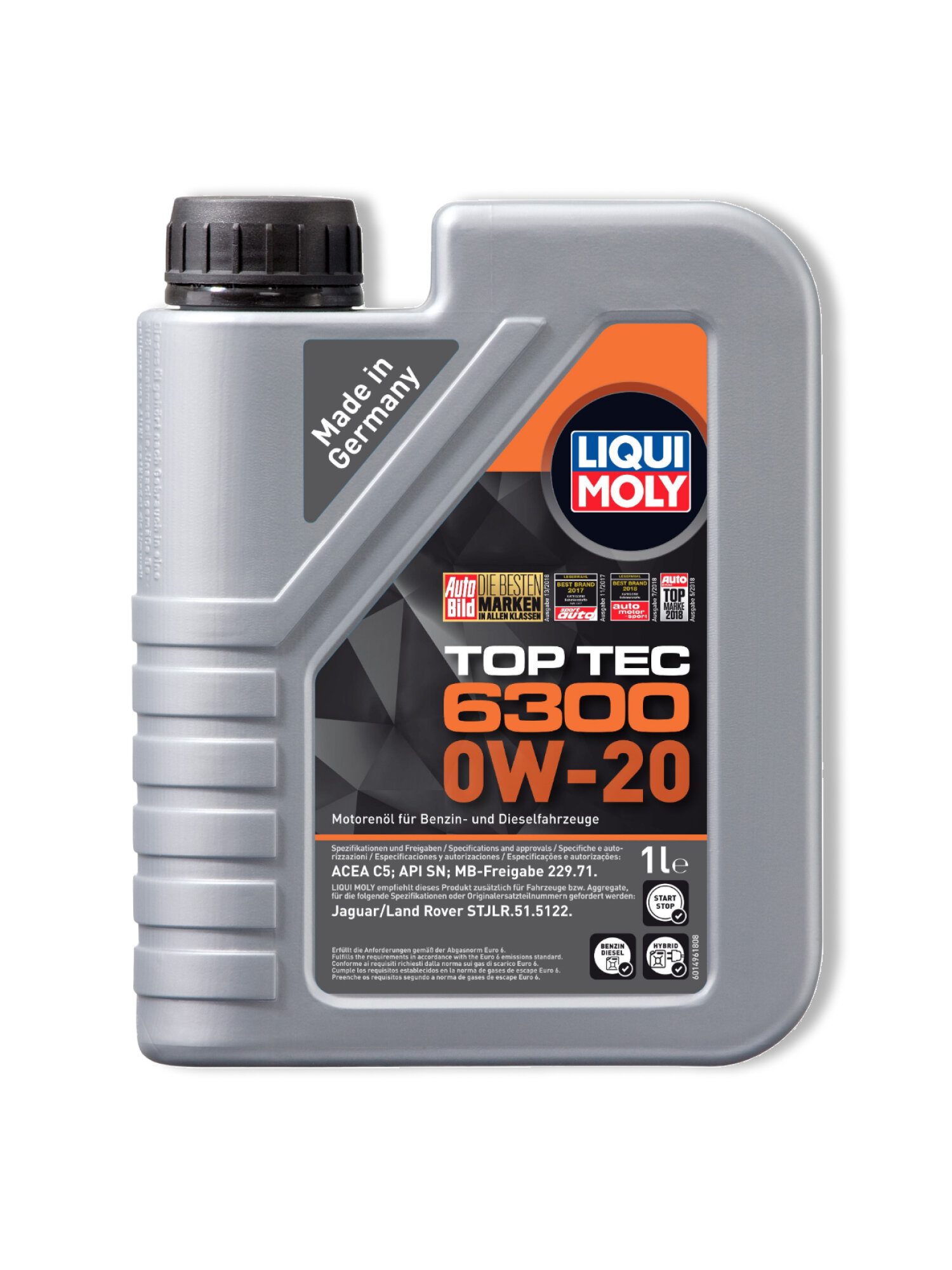 Полусинтетическое моторное масло LIQUI MOLY Top Tec 6300 0W-20, 1 л (21216) Германия