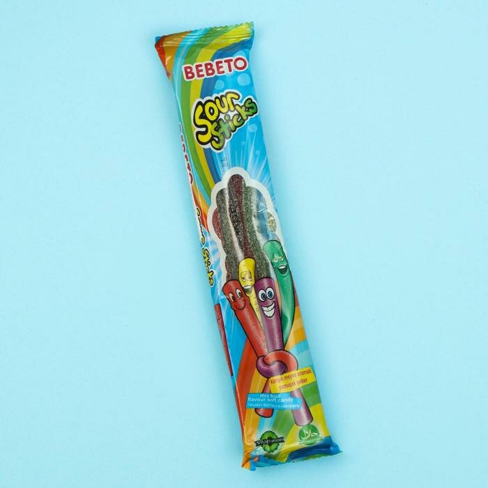 Жевательный мармелад BEBETO SOUR STICKS, со вкусом тутти-фрутти, 35 г - фотография № 1