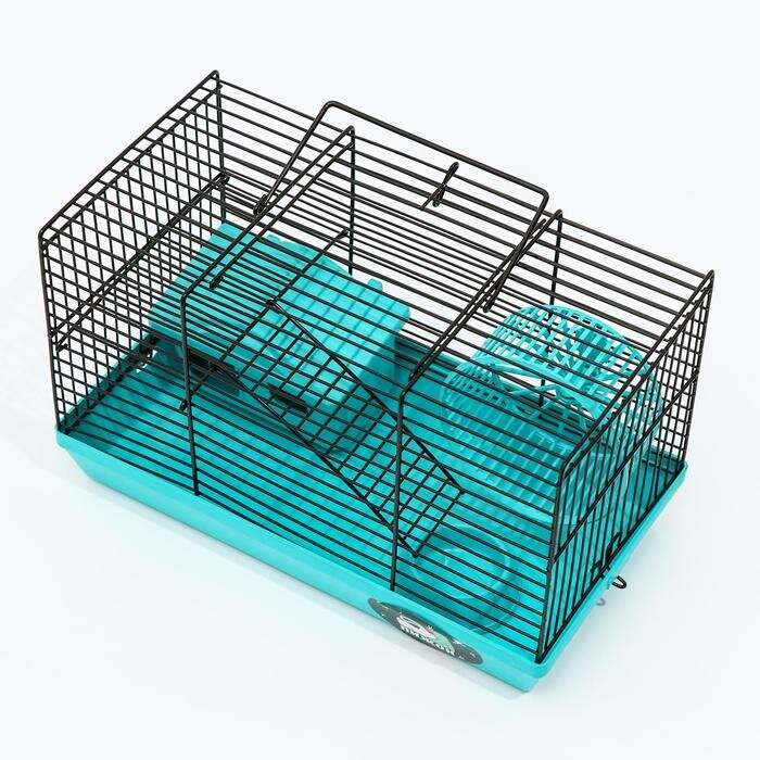 Пижон Клетка-мини для грызунов "Пижон" №2, укомплектованная, 27 х 15 х 16 см, бирюзовая - фотография № 3