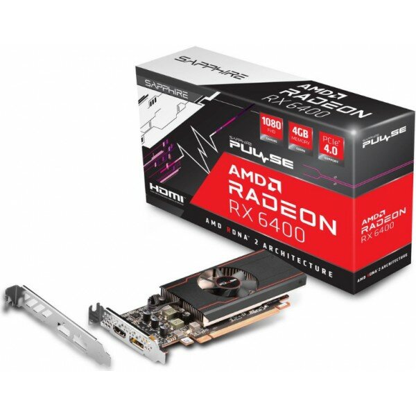 Видеокарта Sapphire Pulse PCI-E AMD Radeon RX 6400 4Gb (64bit/GDDR6/DP/HDMI/RTL) (11315-01-20G)