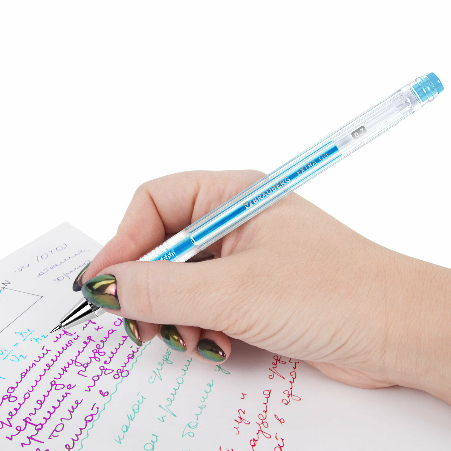 Ручки гелевые неон BRAUBERG "EXTRA", набор 6 цветов, узел 0,7 мм, линия 0,35 мм, 143911 - фотография № 10