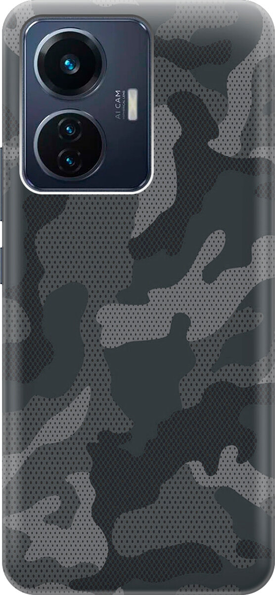 фото Силиконовый чехол Серо-синий камуфляж на Vivo T1 / Виво Т1