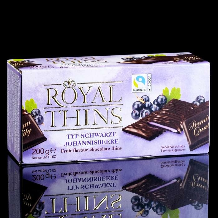 Шоколад Royal Thins Schwarze Johannisbeere с начинкой «Чёрная смородина» , 200 г - фотография № 1