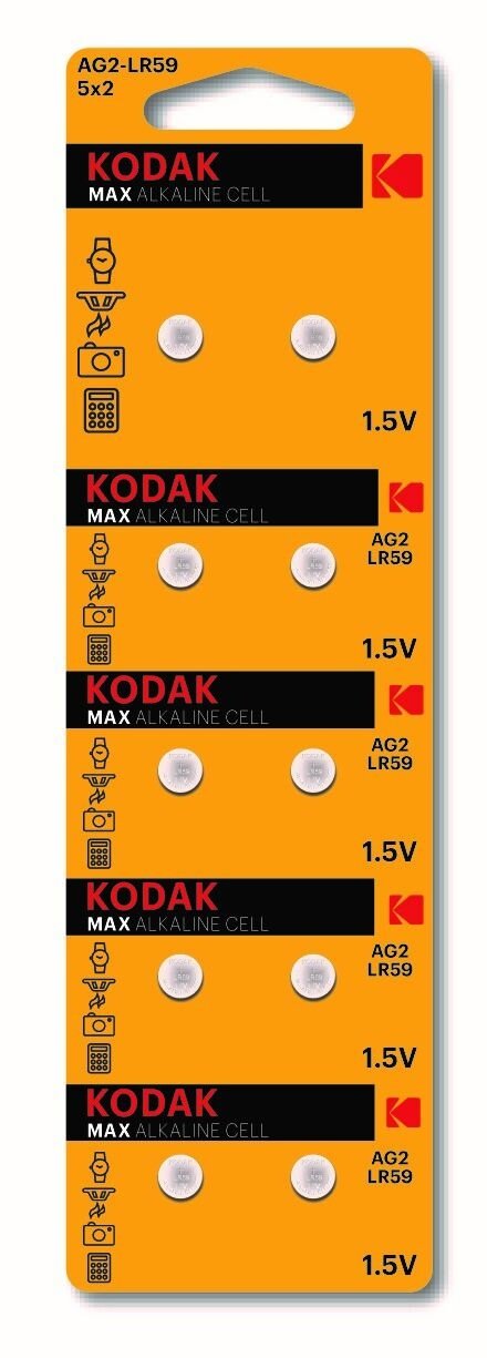 Батарейки Kodak AG2 (396) LR726 LR59 [KAG2-10] MAX Button Cell арт. Б0044707 (10 шт.)