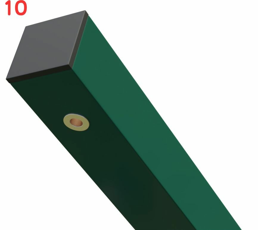 Столб для забора 1000 х 40 х 40 мм зеленый (10 шт.)
