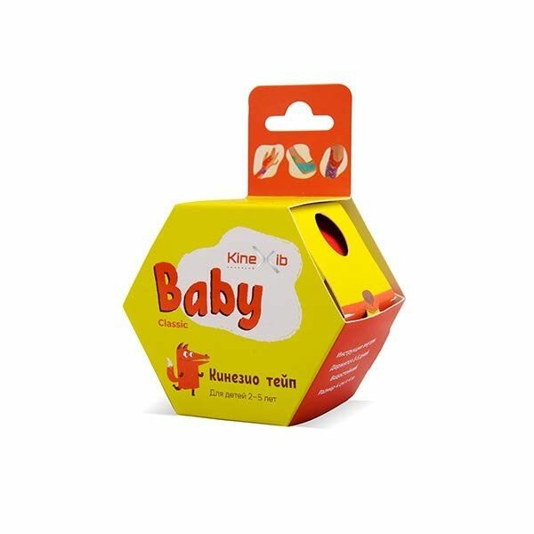 Кинезио тейп цвет красный, принт лиса Kinexib Classic Baby 4х400см