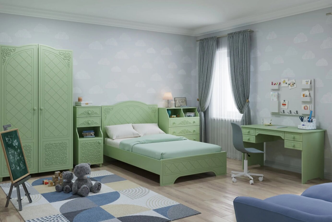 Гарнитур мебели для спальни Compass СО-004 Зеленый/силк грасс