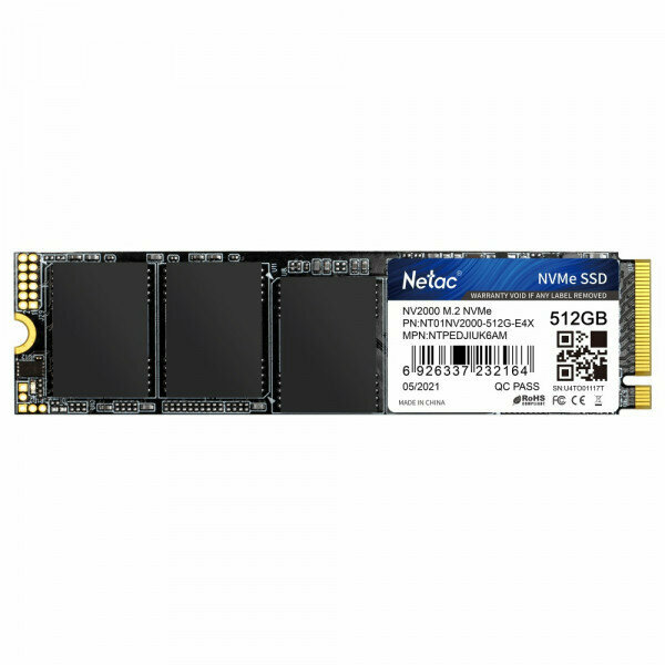 Твердотельный накопитель Netac NV2000 PCIe 3 x4 M.2 2280 NVMe 3D NAND SSD 512GB NT01NV2000-512-E4X