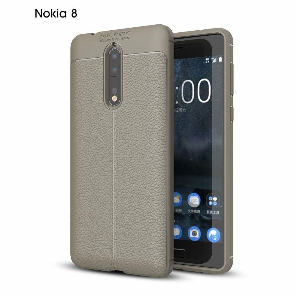 Чехол-накладка Litchi Grain для Nokia 8 (серый)