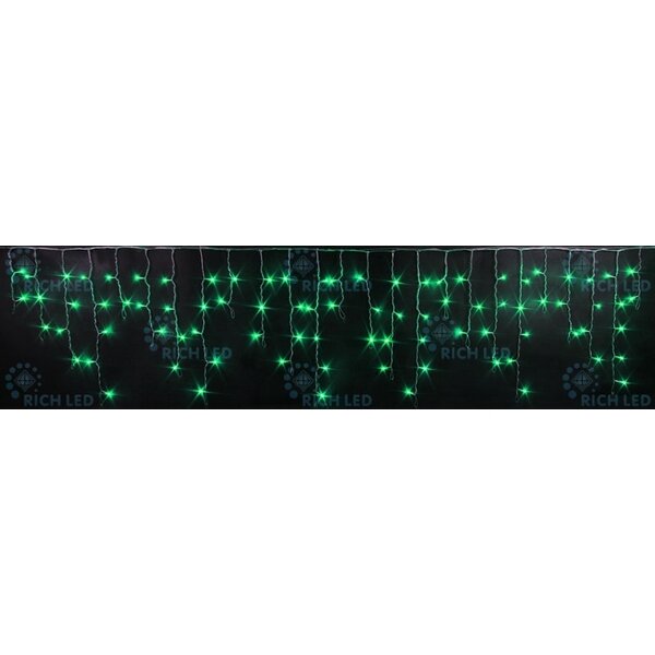 Гирлянда светодиодная Бахрома зеленая с мерцанием 220B, 112 LED, провод белый, IP65 RL-i3*0.5F-RW/G (Rich LED)