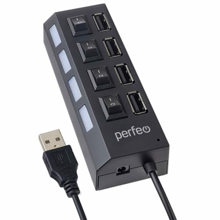 USB-концентратор Perfeo PF-H030 Black 4 Port