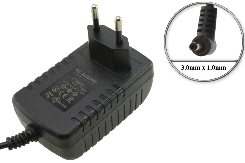 Адаптер (блок) питания 12V, 1.5A (max. 2A), 18W, 3.0mm x 1.1mm (APD-18TB A, APD-18TB C), с вилкой, зарядное устройство для планшета Acer Iconia Tab