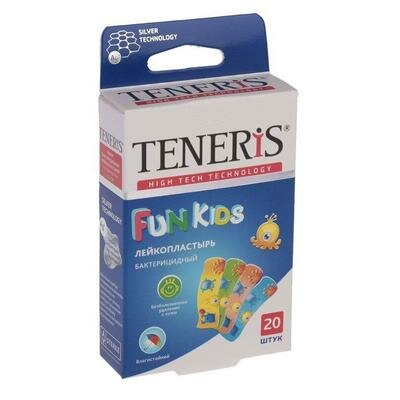 Лейкопластырь бактерицидный Teneris "Fun Kids" с ионами серебра на полимерной основе. 20 шт Мастер Ю