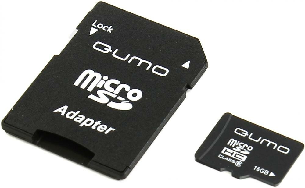 Qumo MicroSDHC 16GB Сlass 6 с адаптером SD