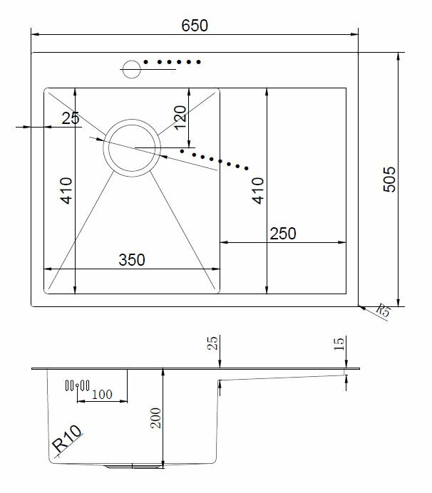 Мойка Arfeka AF 650*505 L BLACK PVD NANO - фотография № 3