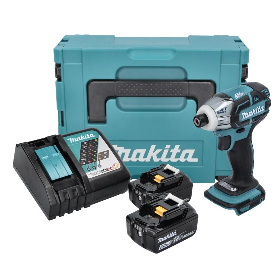 Шуруповерт Makita DTS141RTJ, 18 В 40 Нм 1/4 бесщечная + 2x батарея 5,0 Ач + зарядное устройство + Makpac