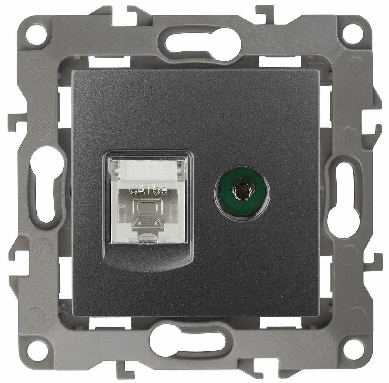 фото Розетка комбинированная RJ45+TV ЭРА 12 12-3110-12 Б0027447