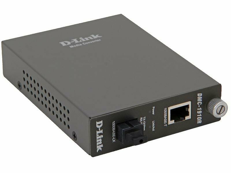 Медиаконвертер D-Link Медиаконвертер D-Link DMC-1910R Разъемы на входе RJ-45 Разъемы на выходе SC Скорость передачи 1000Мбит/с дистанция передачи 15км. DMC-1910R/A9A