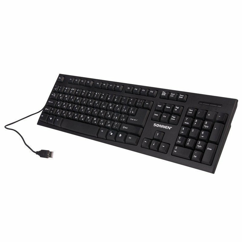 Клавиатура проводная SONNEN KB-330, USB, черная