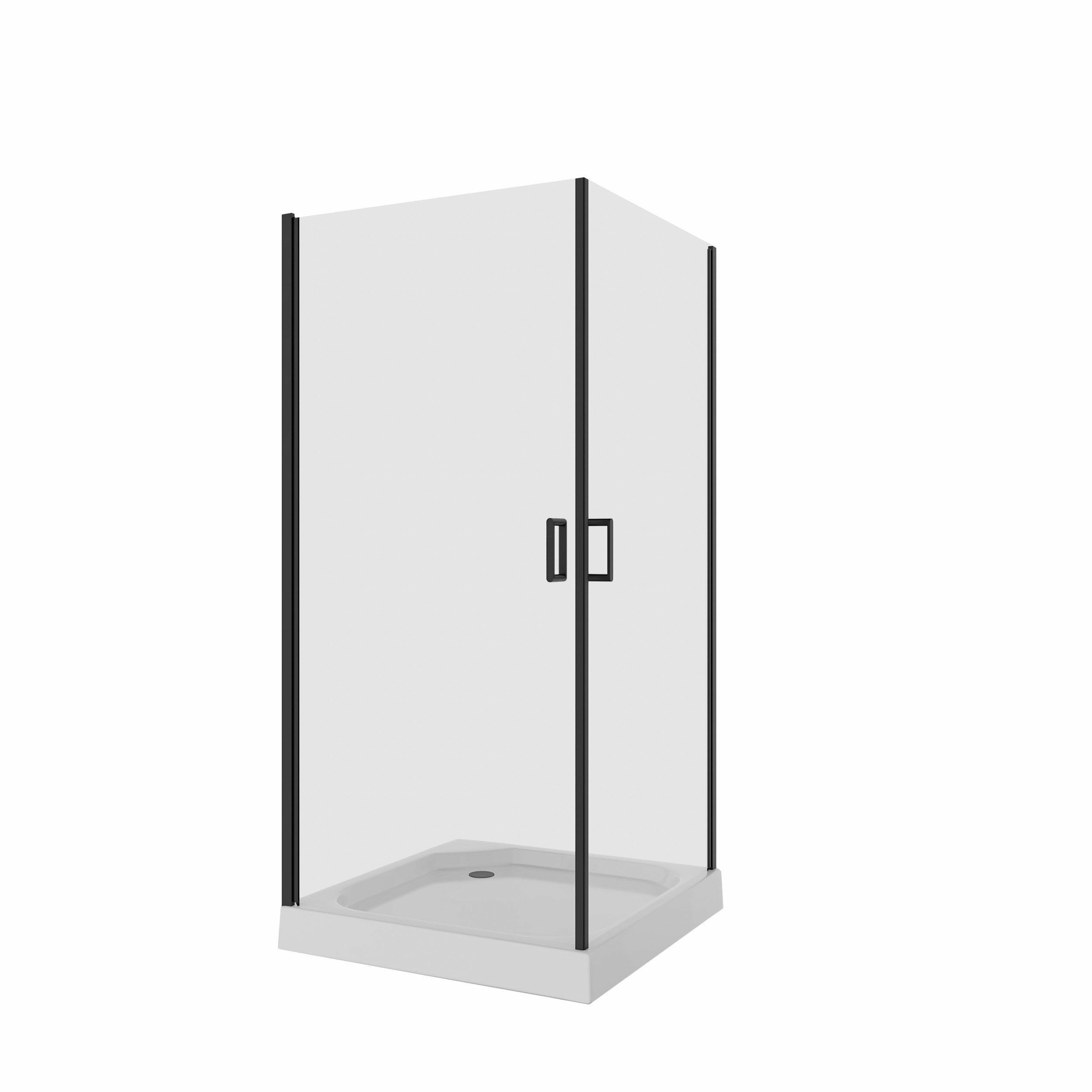 Душ. ограждение NG-6803-08 BLACK (90*90*190) квадрат, двери распашные, 1 место