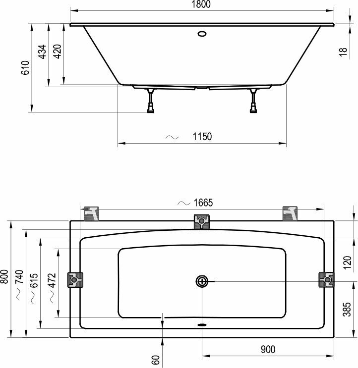 Акриловая ванна Ravak Formy 02 Slim 180x80 C891300000 без гидромассажа - фотография № 5