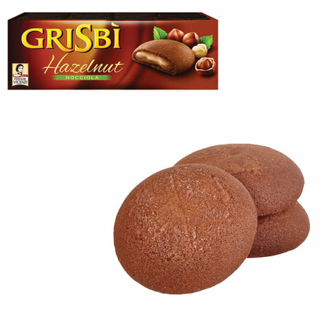 Печенье GRISBI (Гризби) "Hazelnut", комплект 5 шт., с начинкой из орехового крема, 150 г, 13829 - фотография № 1