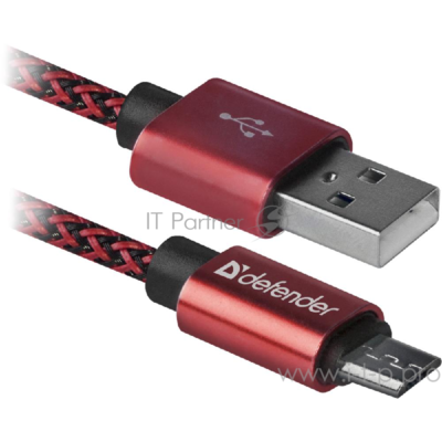 Кабель USB2.0 TO Micro-usb 1M RED Usb08-03t 87801 Defender 87801