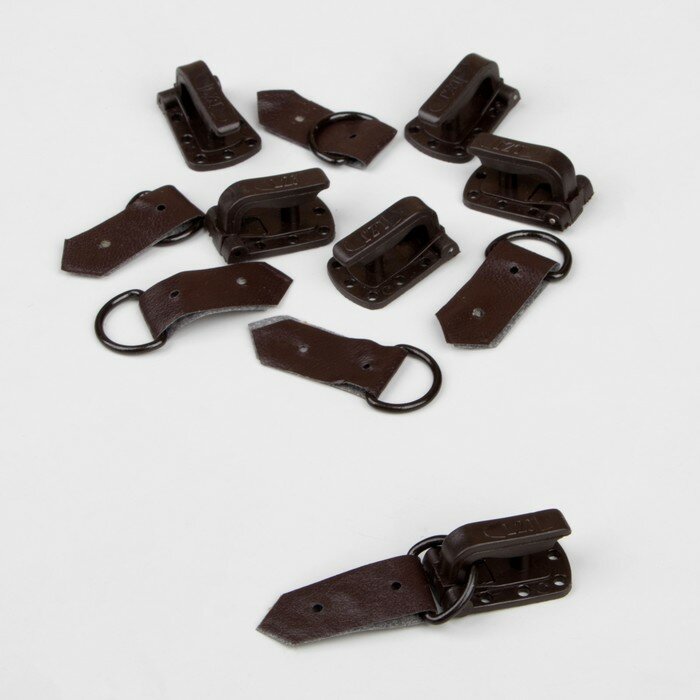 Арт Узор Крючки пришивные, пластиковые, для верхней одежды, 5 × 1,5 см, 6 шт, цвет коричневый