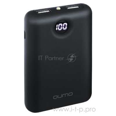 Портативное зарядное устройство Qumo PowerAid 6600 (v2), 6600 мА-ч, 2 USB 1A+2A (2.1а сумм), вход до