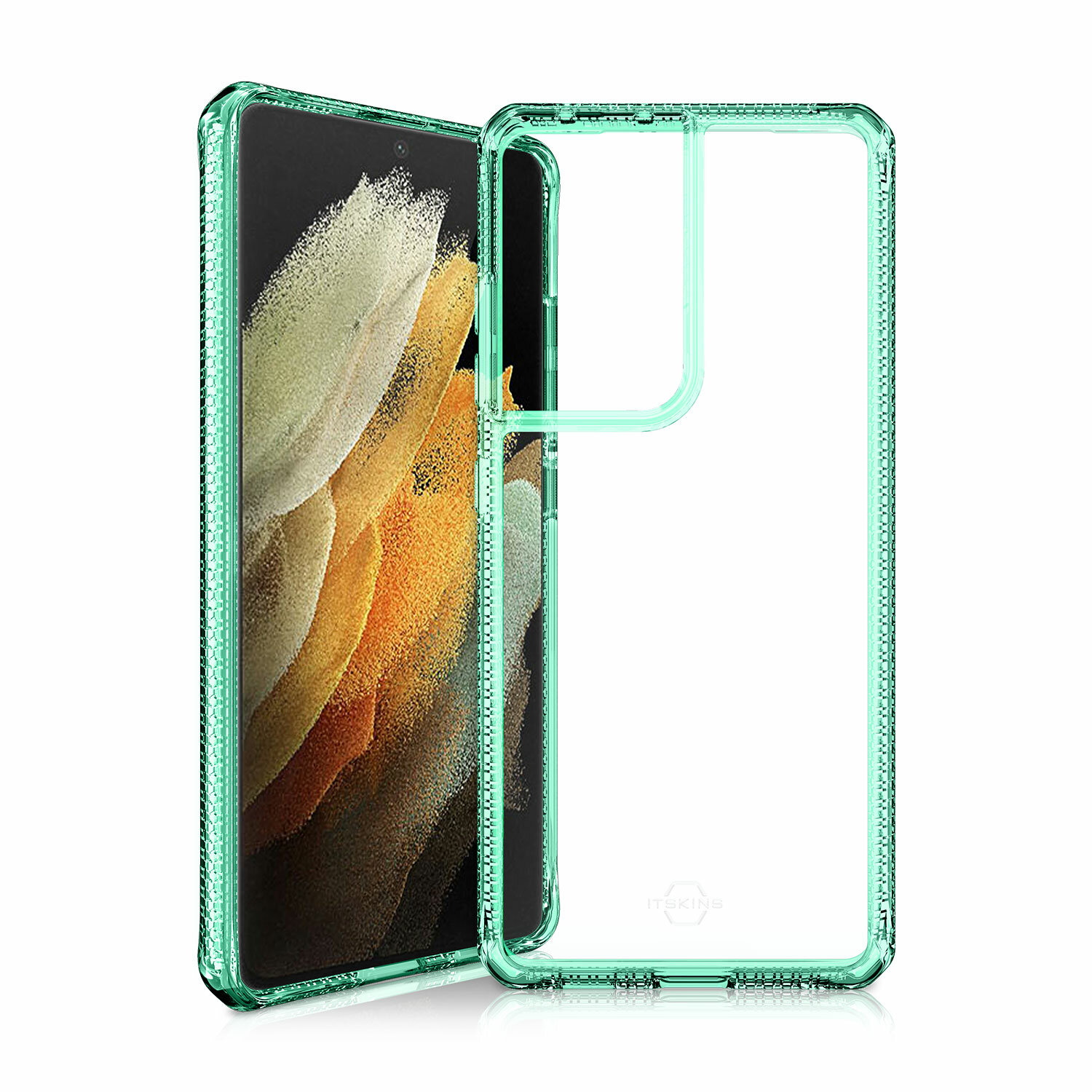 Чехол антибактериальный ITSKINS HYBRID CLEAR для Samsung Galaxy S21 Ultra мятный/прозрачный