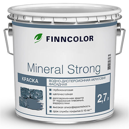 фото FINNCOLOR MINERAL STRONG краска фасадная, водно дисперсионная, матовая, база A (2,7л)