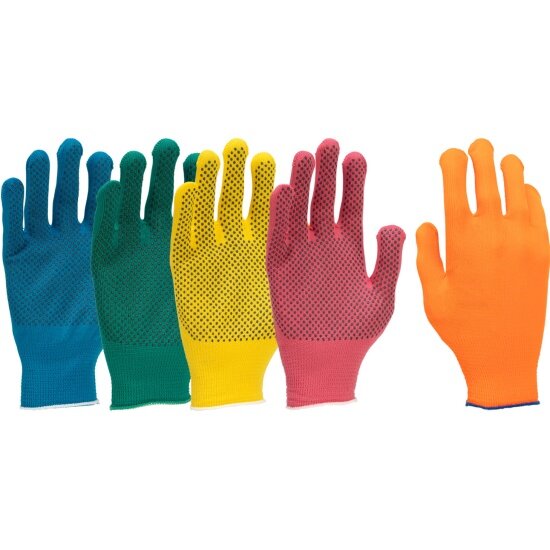 Перчатки в наборе Palisad 5 пар, цвета в ассортименте, ПВХ точка, L, 67854