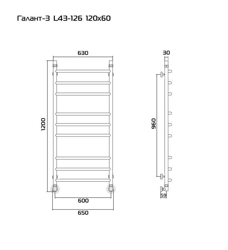 Галант-1 120х60 Полотенцесушитель водяной L41-126 Хром - фотография № 3