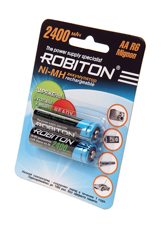 Robiton Аккумулятор Robiton Ni-MH AA 2400mAh BL2, 2шт (RTU2400MHAA-2)