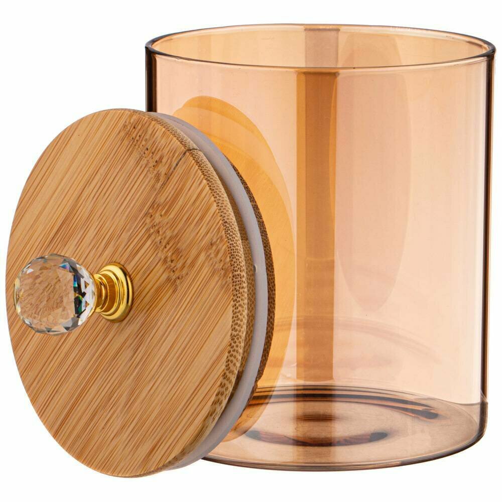 Набор из 4 штук Емкость для сыпучих продуктов Agness "Amber" 9,5х9,5х11см/650мл, янтарный, стекло (889-100/4) - фотография № 3