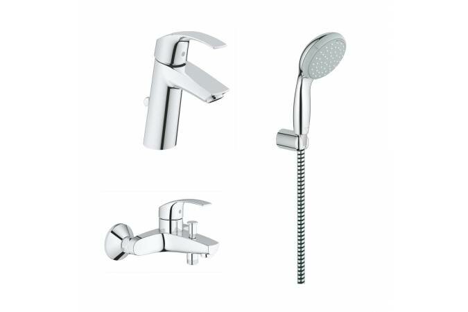 GROHE Готовый набор для ванной GROHE Eurosmart: смеситель для раковины, смеситель для ванны и душевой гарнитур (124470)