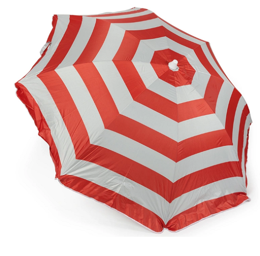 Пляжный зонт, 2м, плащевка (красный/принт "полоса") в пакете 200/8LR-К/200/8K - фотография № 1