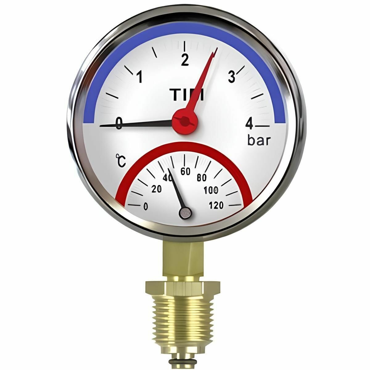 Термоманометр радиальный 1/2"-4 бар, 0-120 гр. TIM Y-80-4